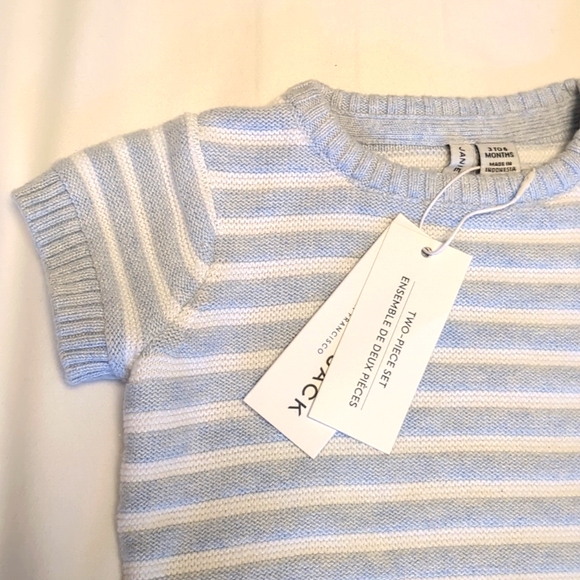 NWT Janie and Jack Blue and White Baby Striped Sweater Matching Set - Picture 5 of 7